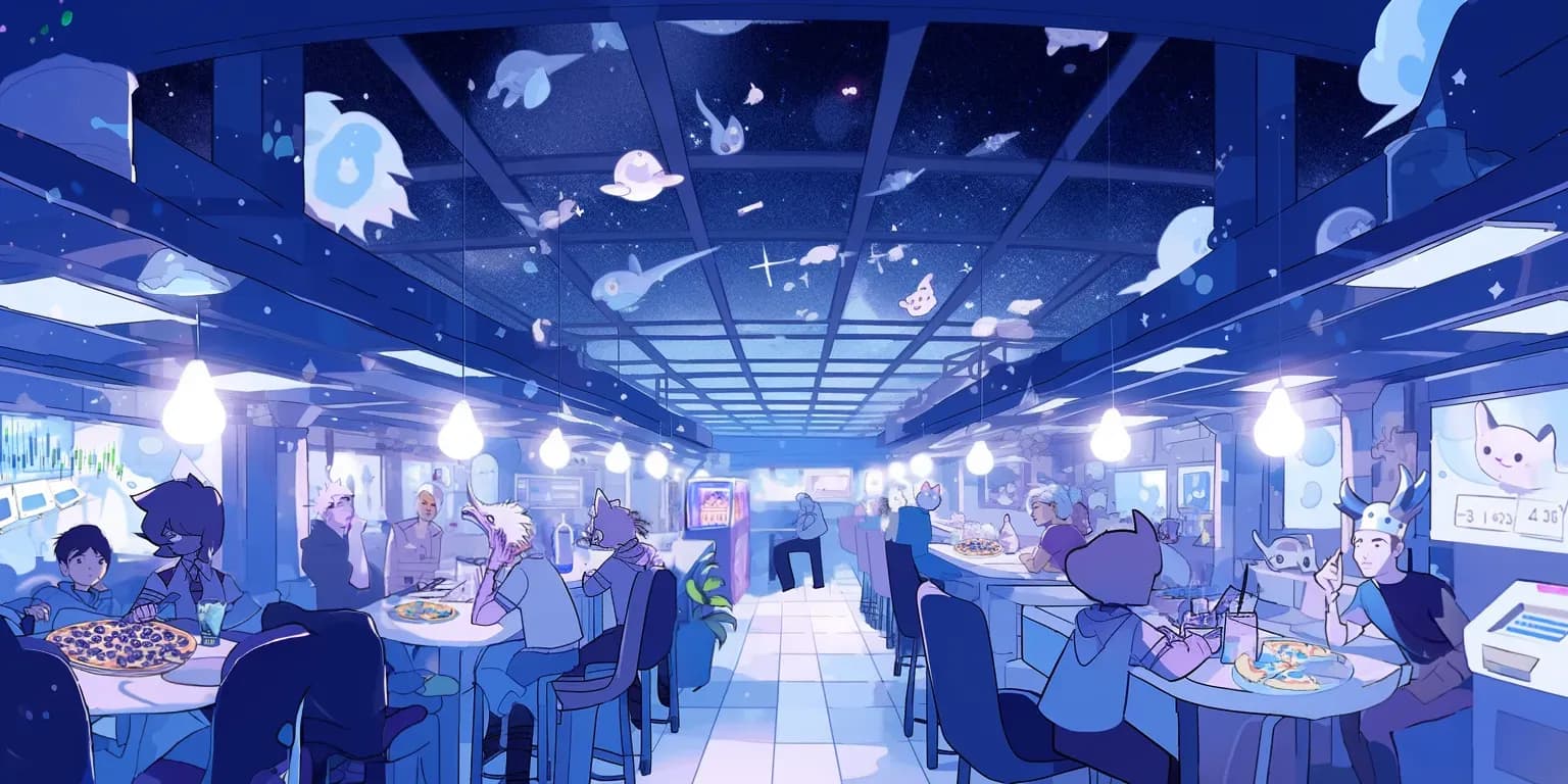 <span style="white-space: pre-wrap;">Walker's Pizzeria in the city section of Luminary Labyrinths</span>